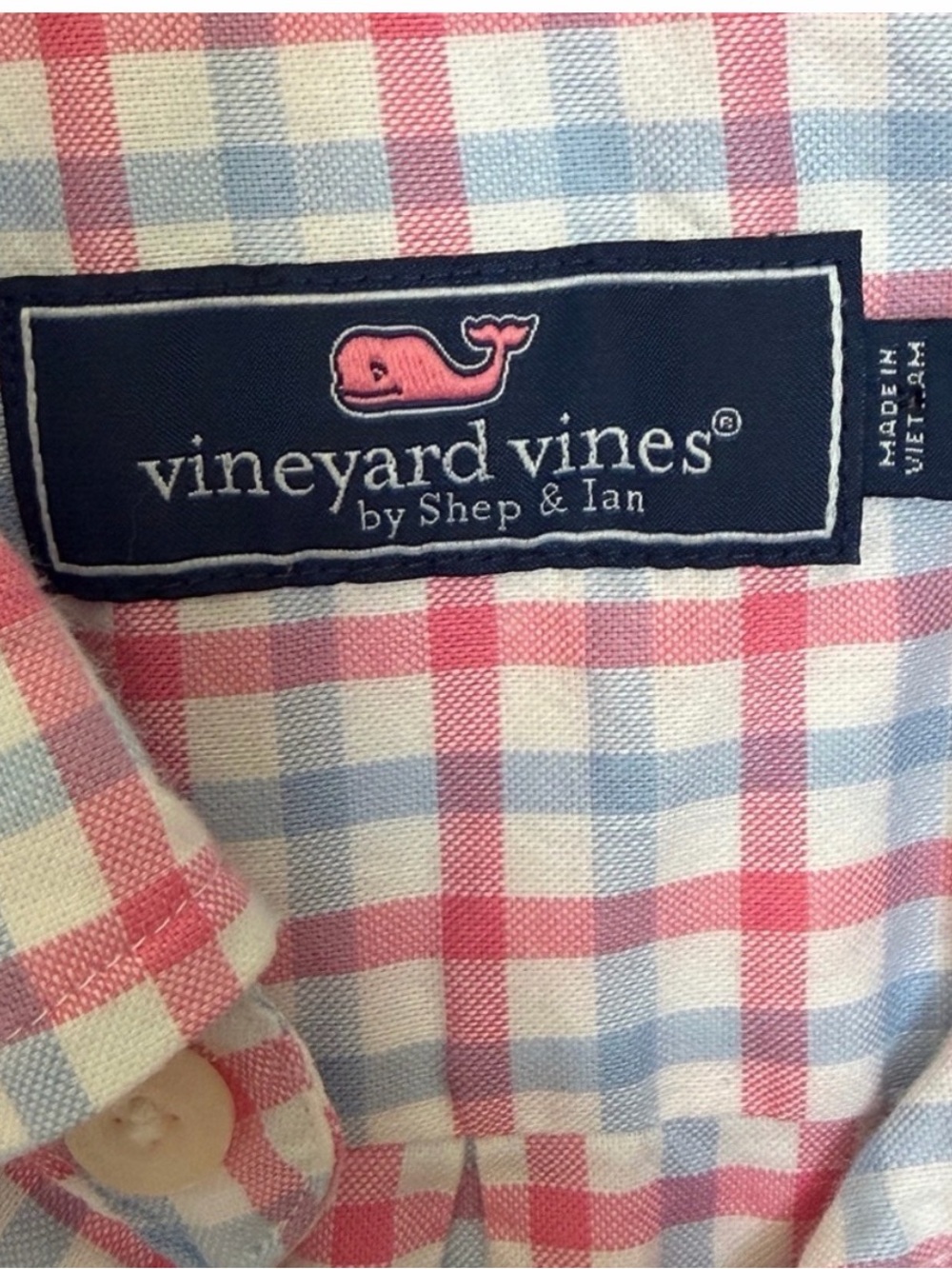 Vineyard Vines Pink and Light Blue Plaid Button-Down Shirt